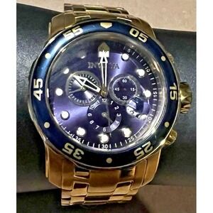 Invicta Pro Diver Scuba 18kt Gold Plated Steel Chronograph Blue 48mm Watch